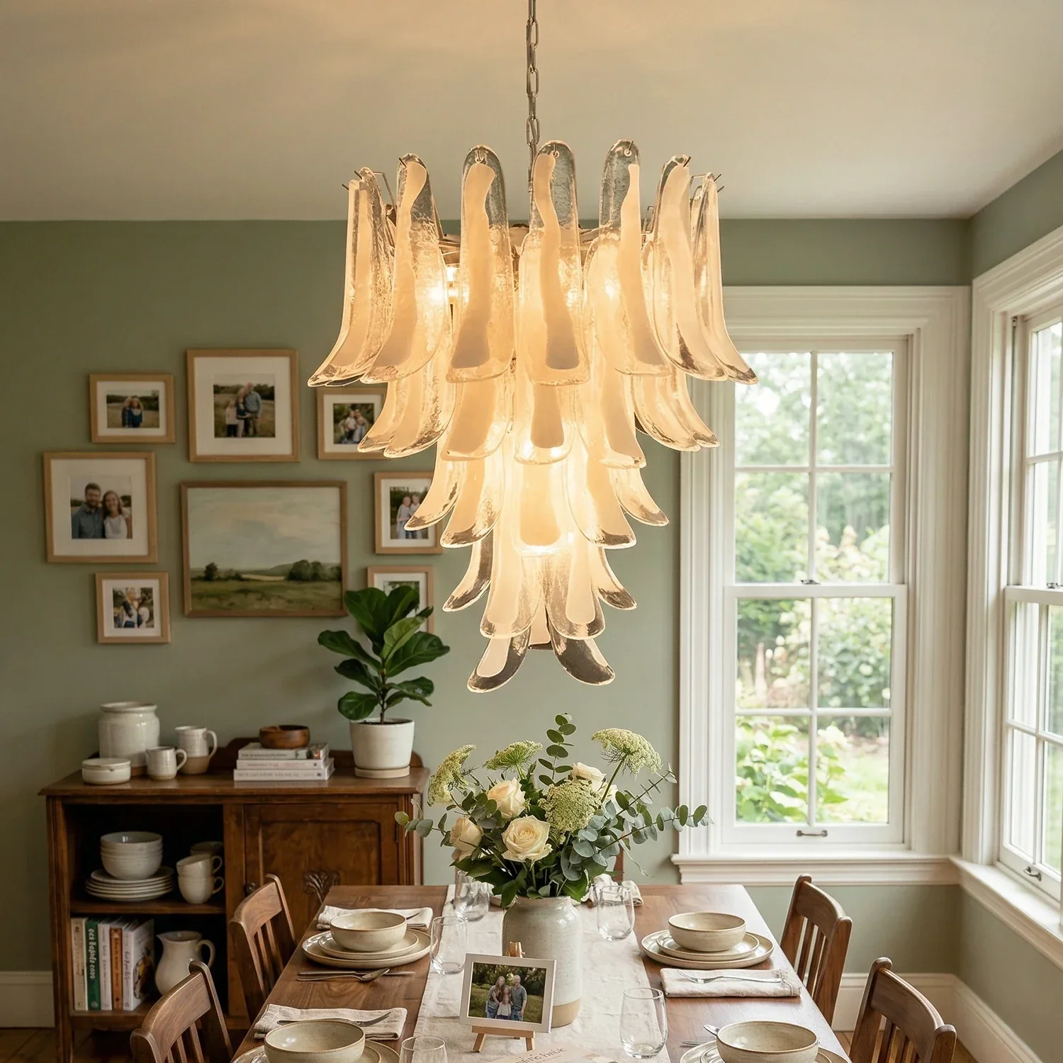 Vintage Transparent Murano Petals Chandelier - Image 2