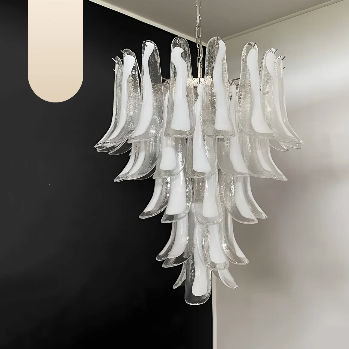 Vintage Transparent Murano Petals Chandelier - Image 21