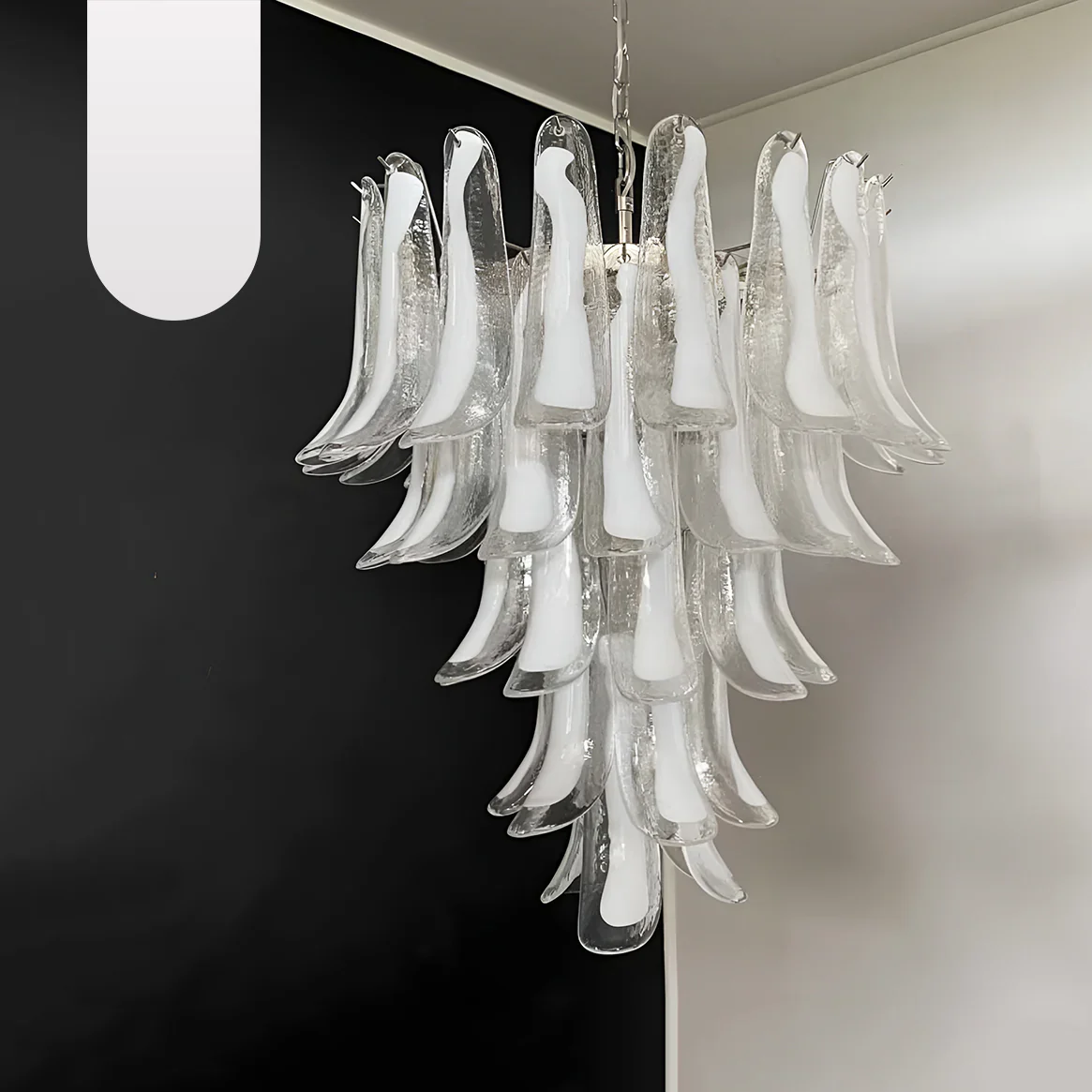 Vintage Transparent Murano Petals Chandelier - Image 22