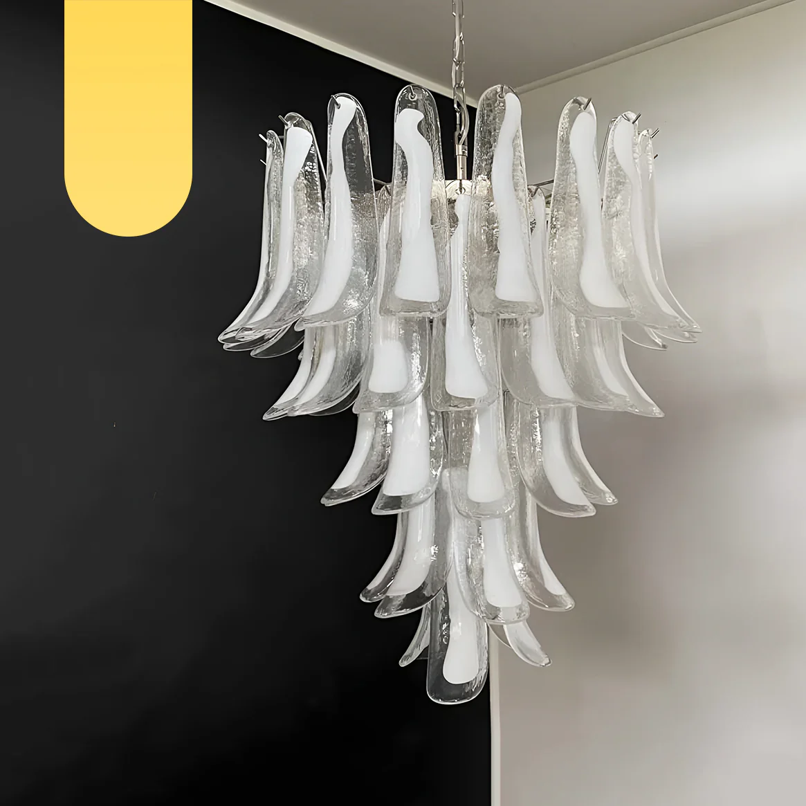 Vintage Transparent Murano Petals Chandelier - Image 23