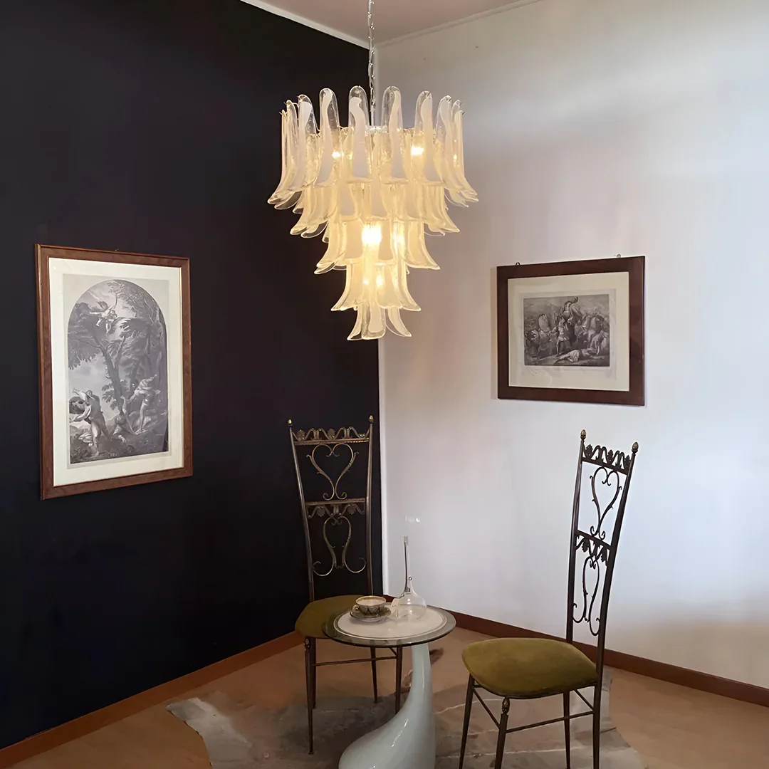Vintage Transparent Murano Petals Chandelier - Image 3