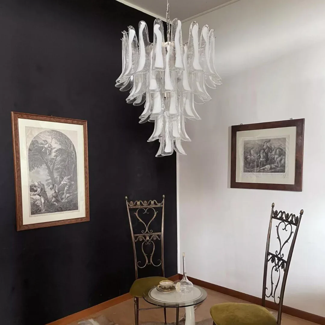 Vintage Transparent Murano Petals Chandelier - Image 4
