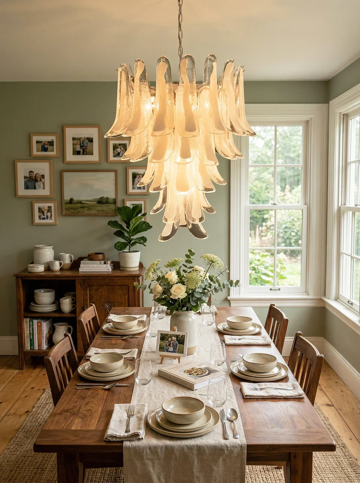 Vintage Transparent Murano Petals Chandelier - Image 6