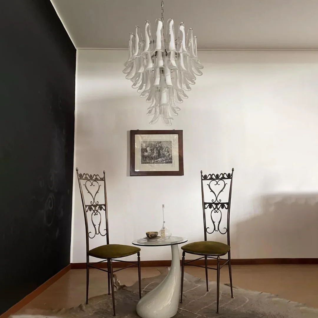 Vintage Transparent Murano Petals Chandelier - Image 7