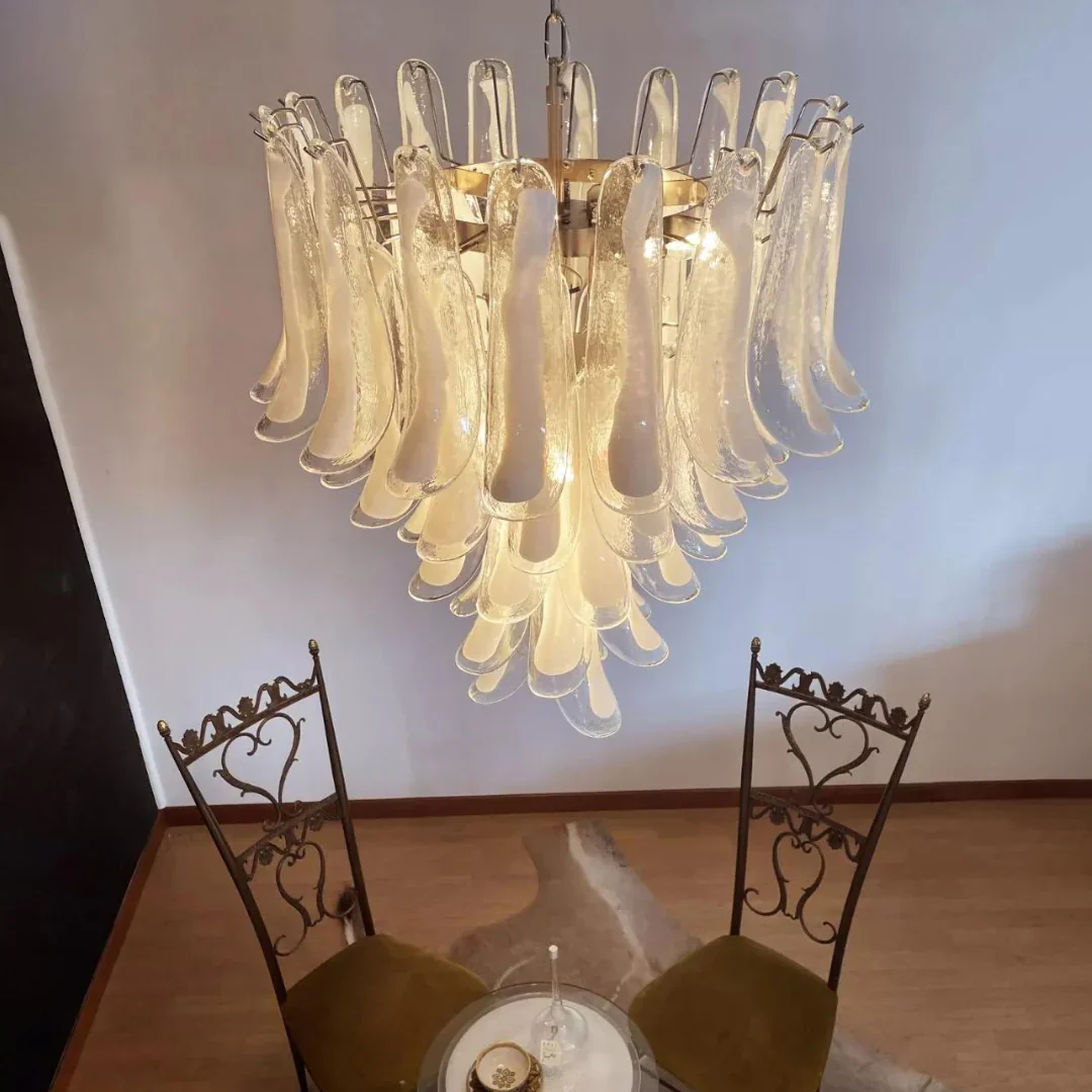 Vintage Transparent Murano Petals Chandelier - Image 8