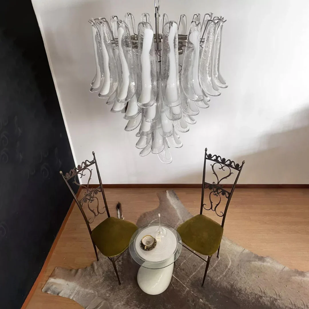 Vintage Transparent Murano Petals Chandelier - Image 9