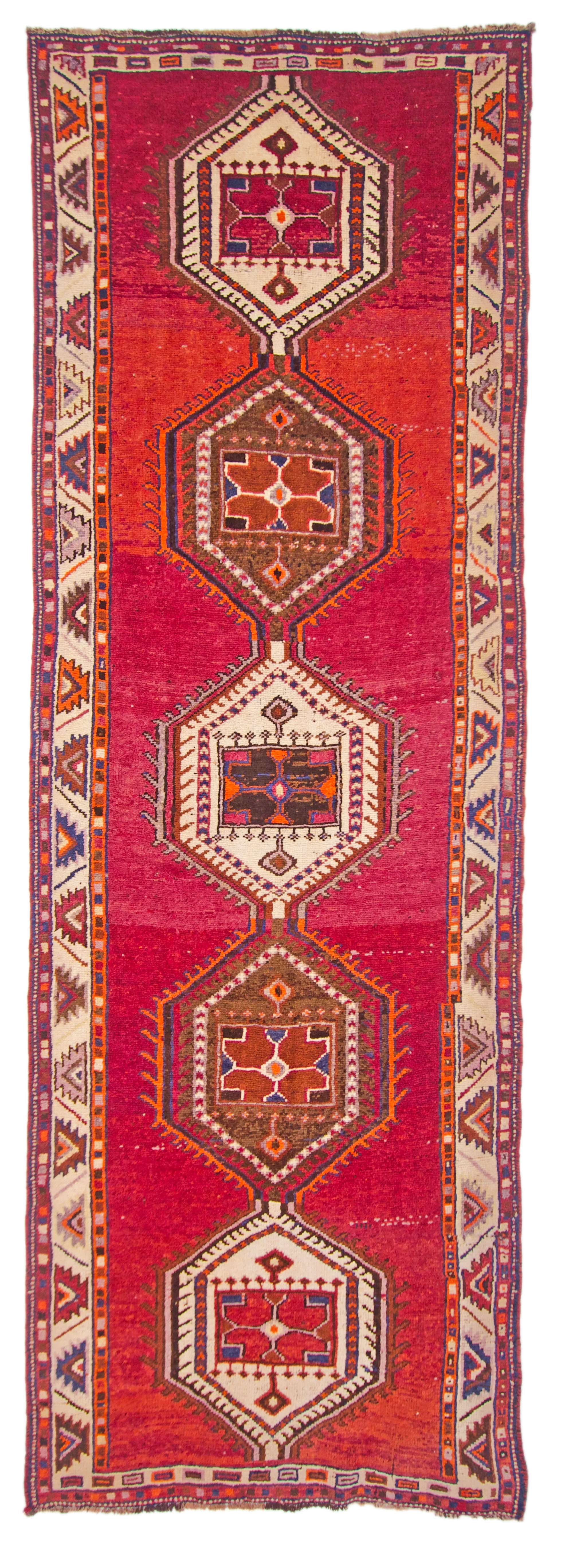 Vintage Turkish 4'06"x12'09" red/brn - Image 8
