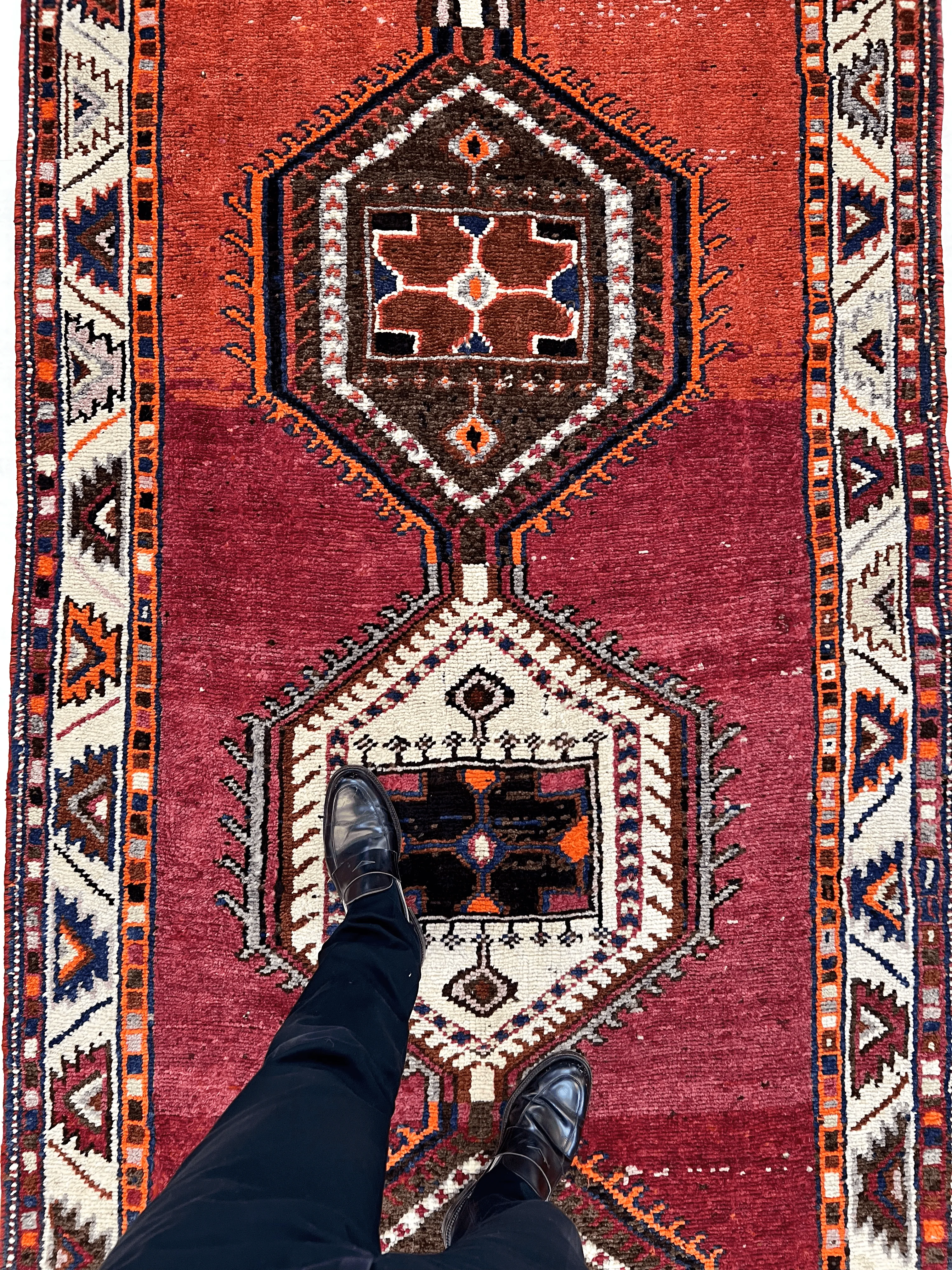 Vintage Turkish 4'06"x12'09" red/brn - Image 9