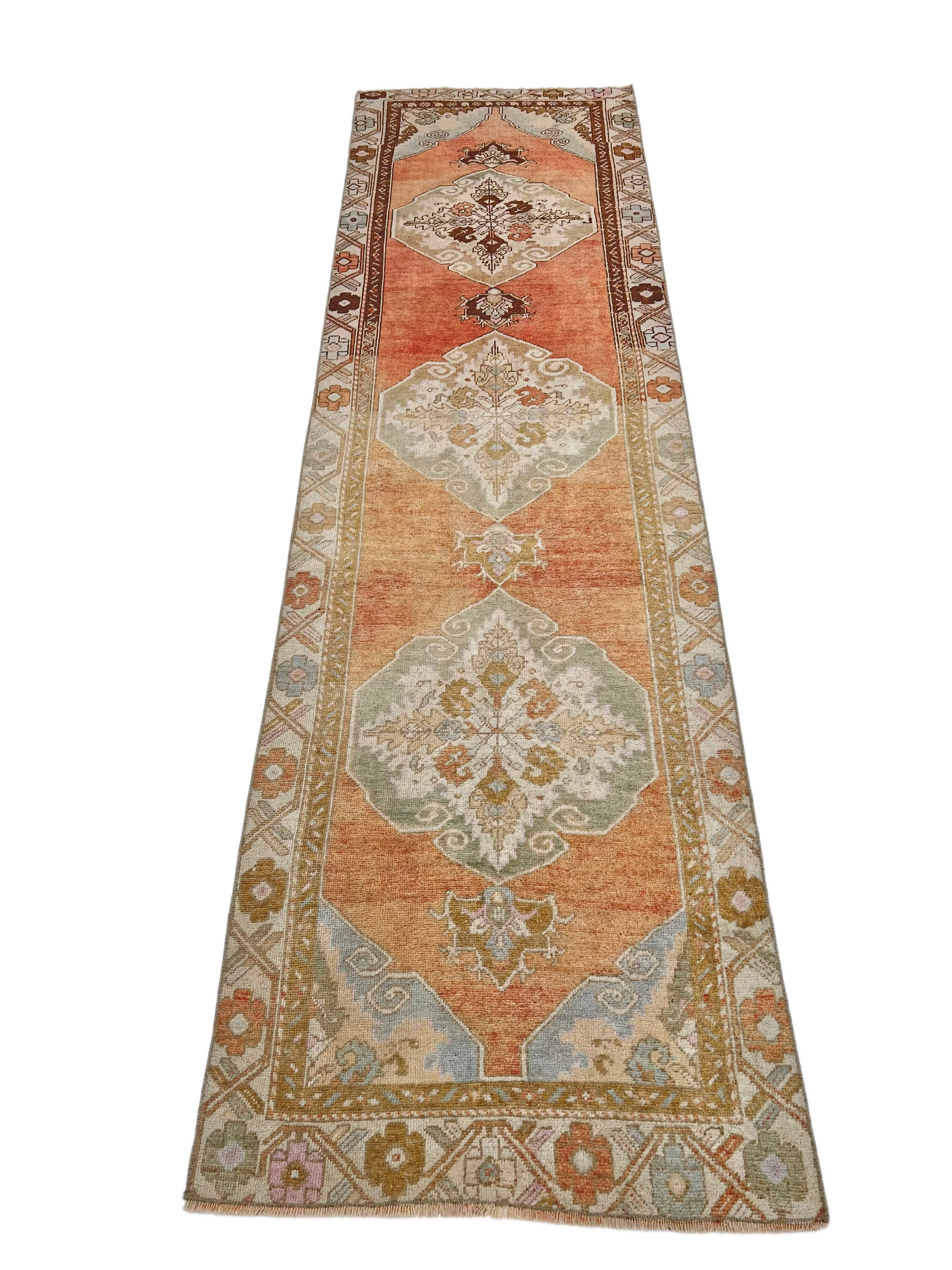 Vintage Turkish runner 2'10"x10'00" ros/mt - Image 3