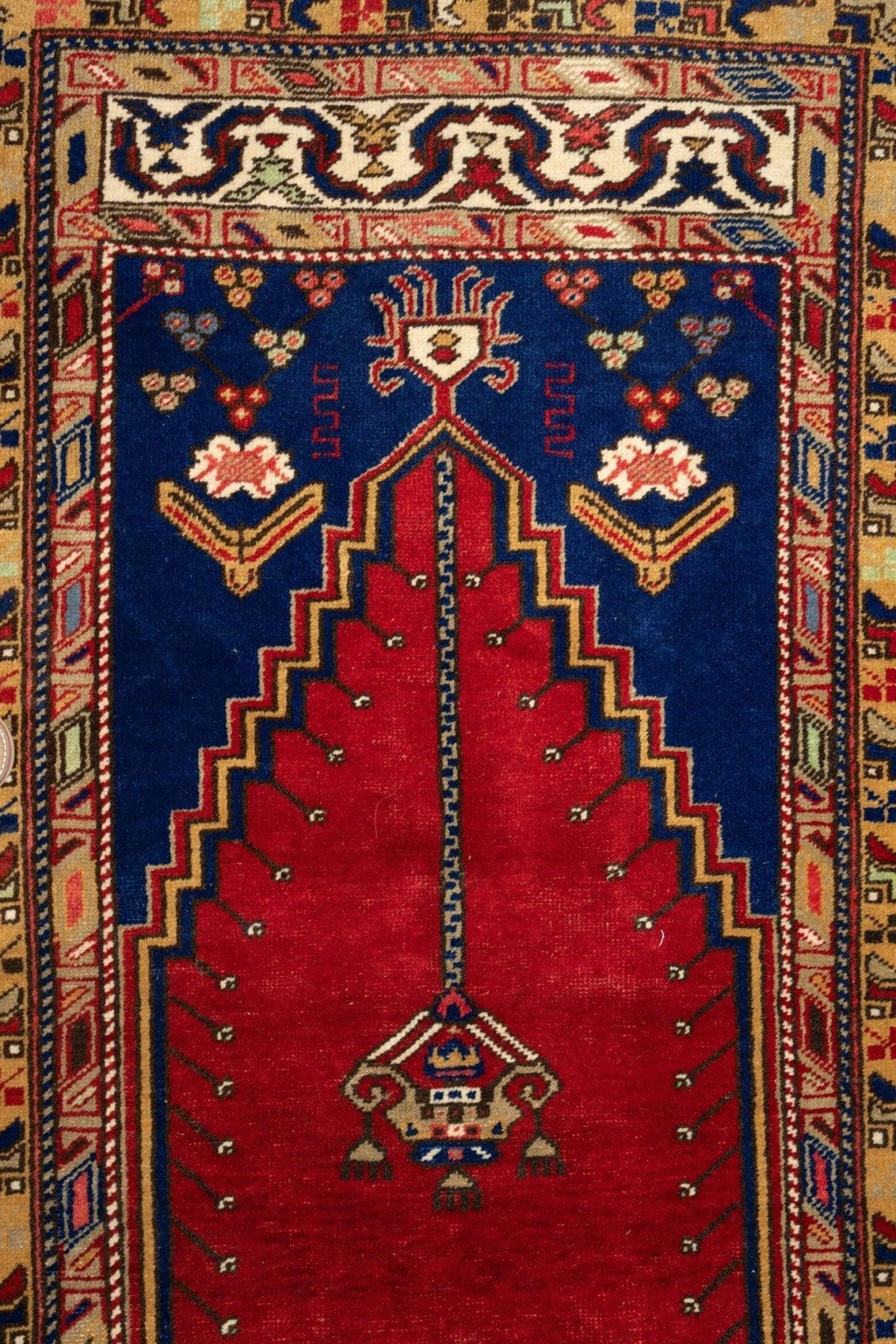 Vintage Turkish Wool Prayer Rug 4x6 - Image 2