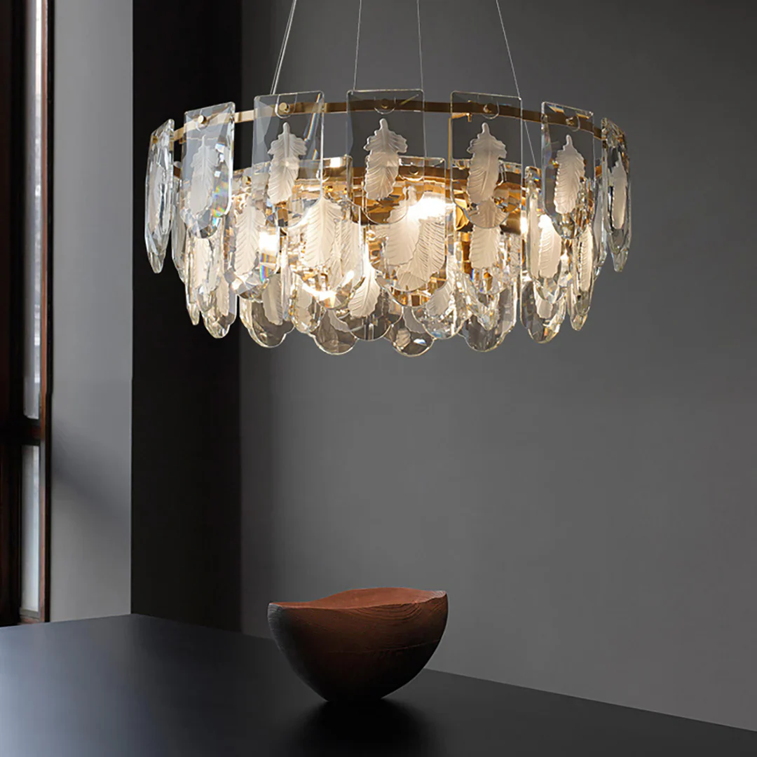 Vivi Grey Crystal Feather Chandelier - Image 3