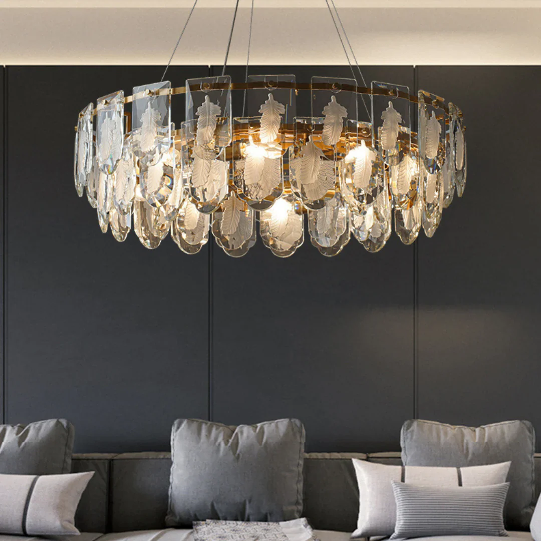 Vivi Grey Crystal Feather Chandelier - Image 4