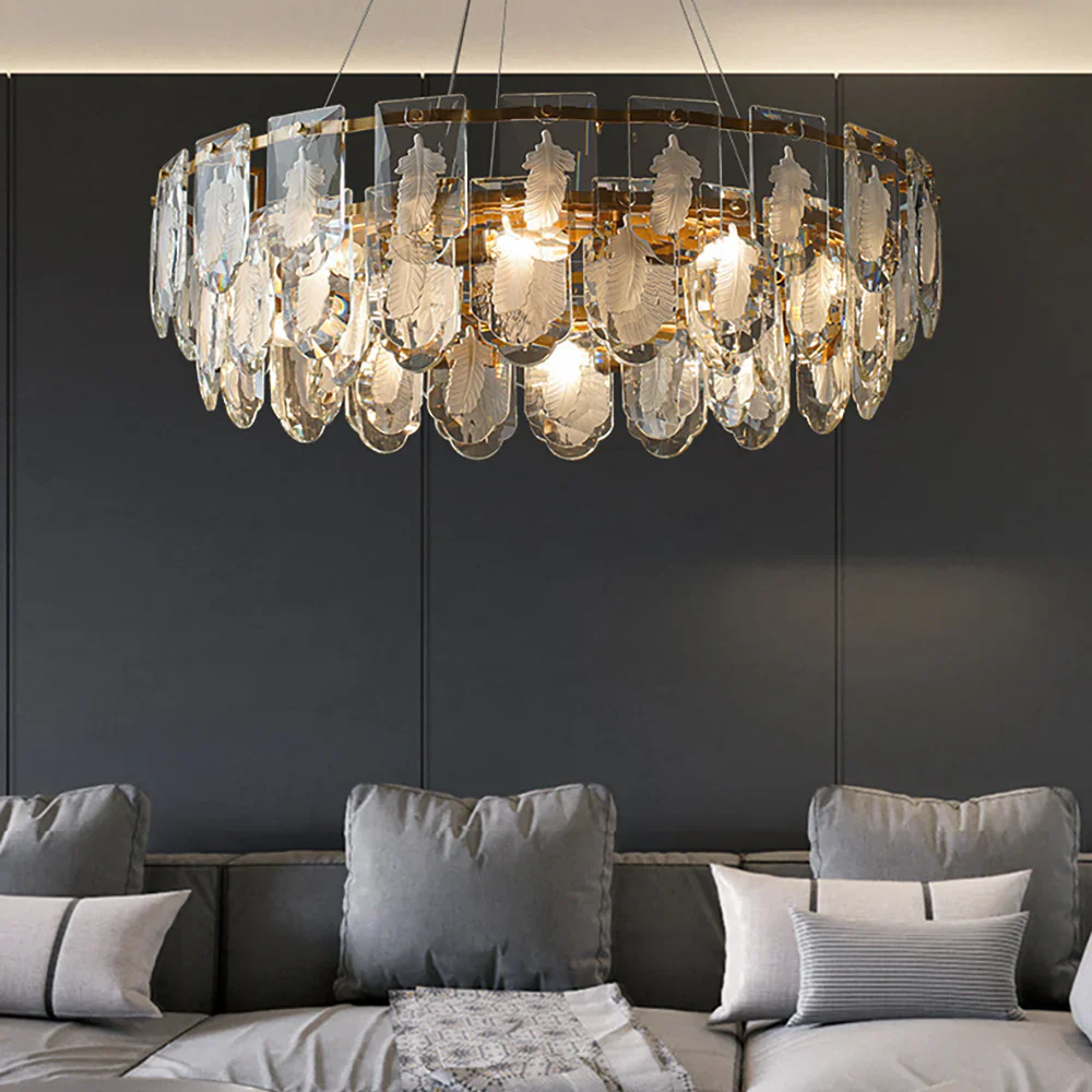 Vivi Grey Crystal Feather Chandelier - Image 6