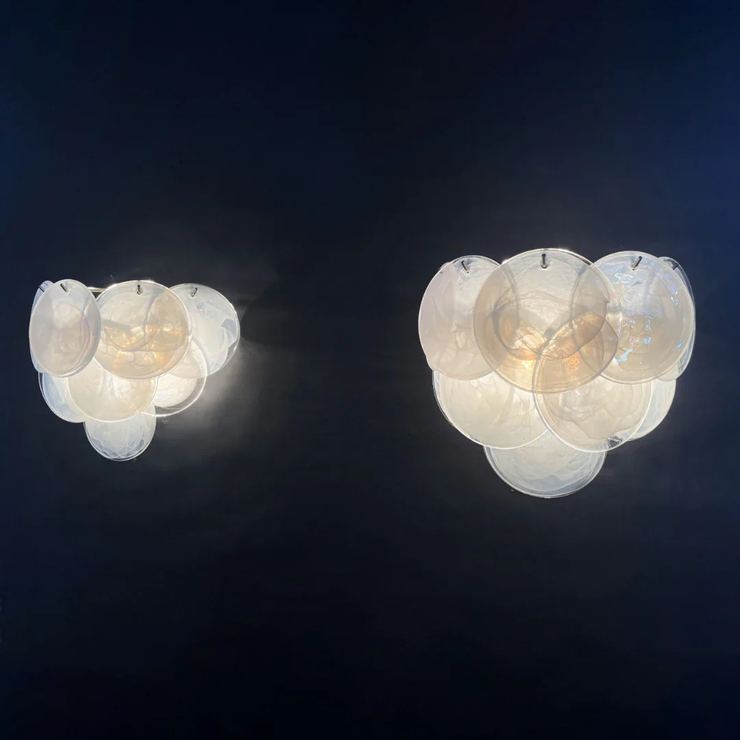 White Murano Disc Glass Wall Sconce - Image 8