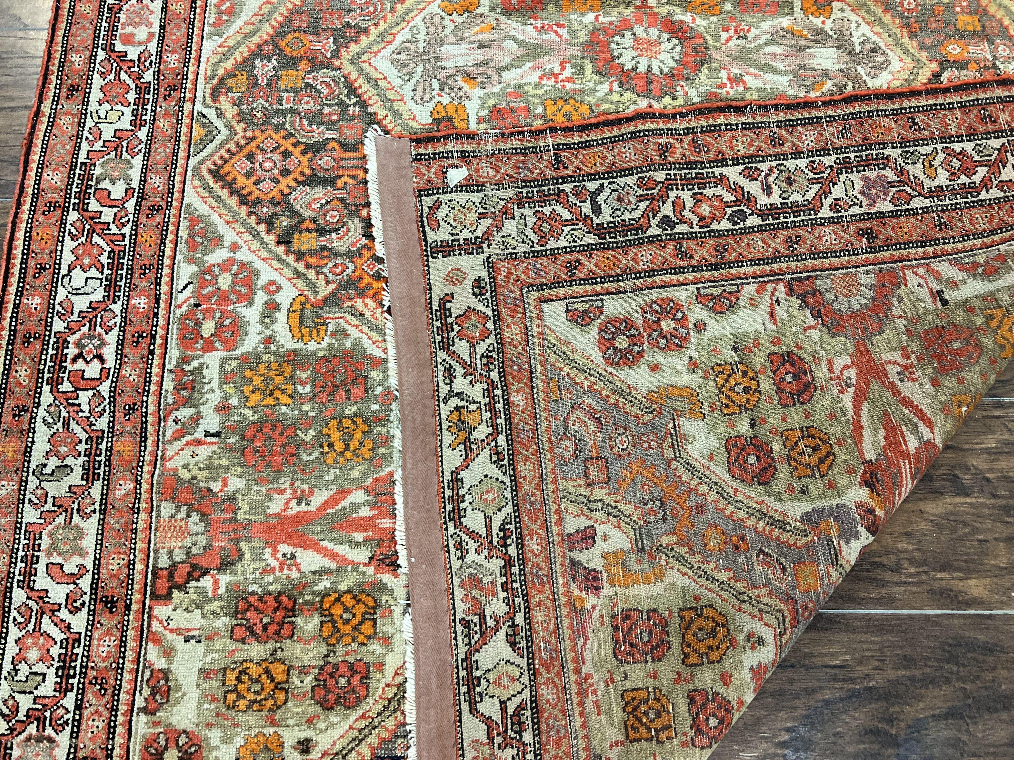 Wonderful Antique Persian Malayer Rug 4x6, Wool Hand Knotted Authentic Oriental Carpet, Very Fine - Image 11