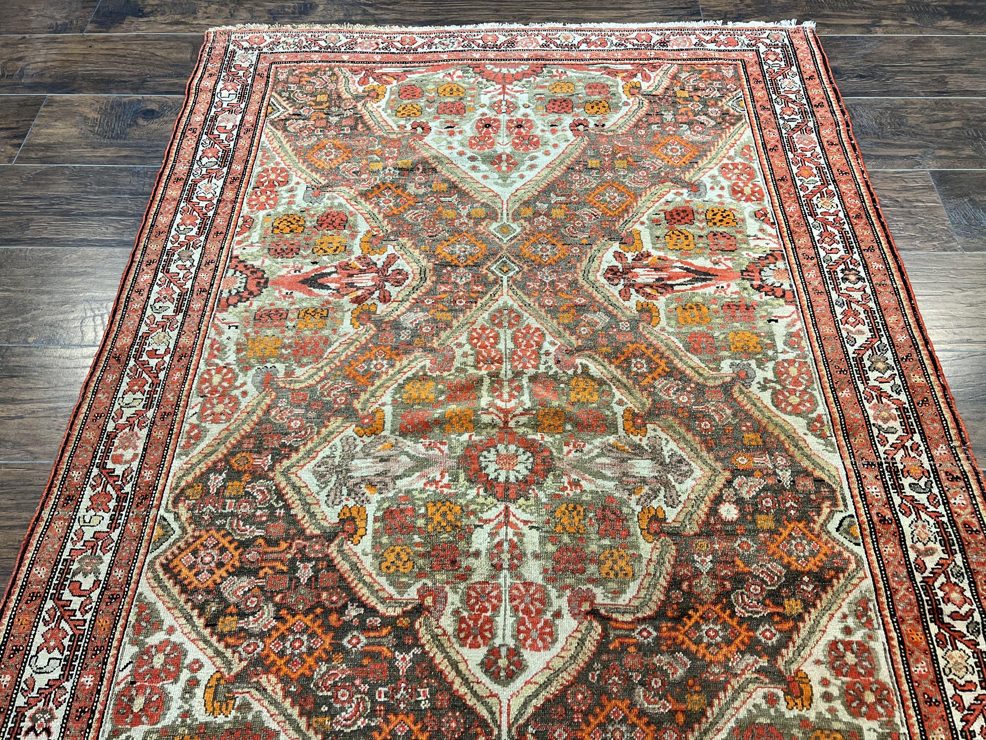Wonderful Antique Persian Malayer Rug 4x6, Wool Hand Knotted Authentic Oriental Carpet, Very Fine - Image 2