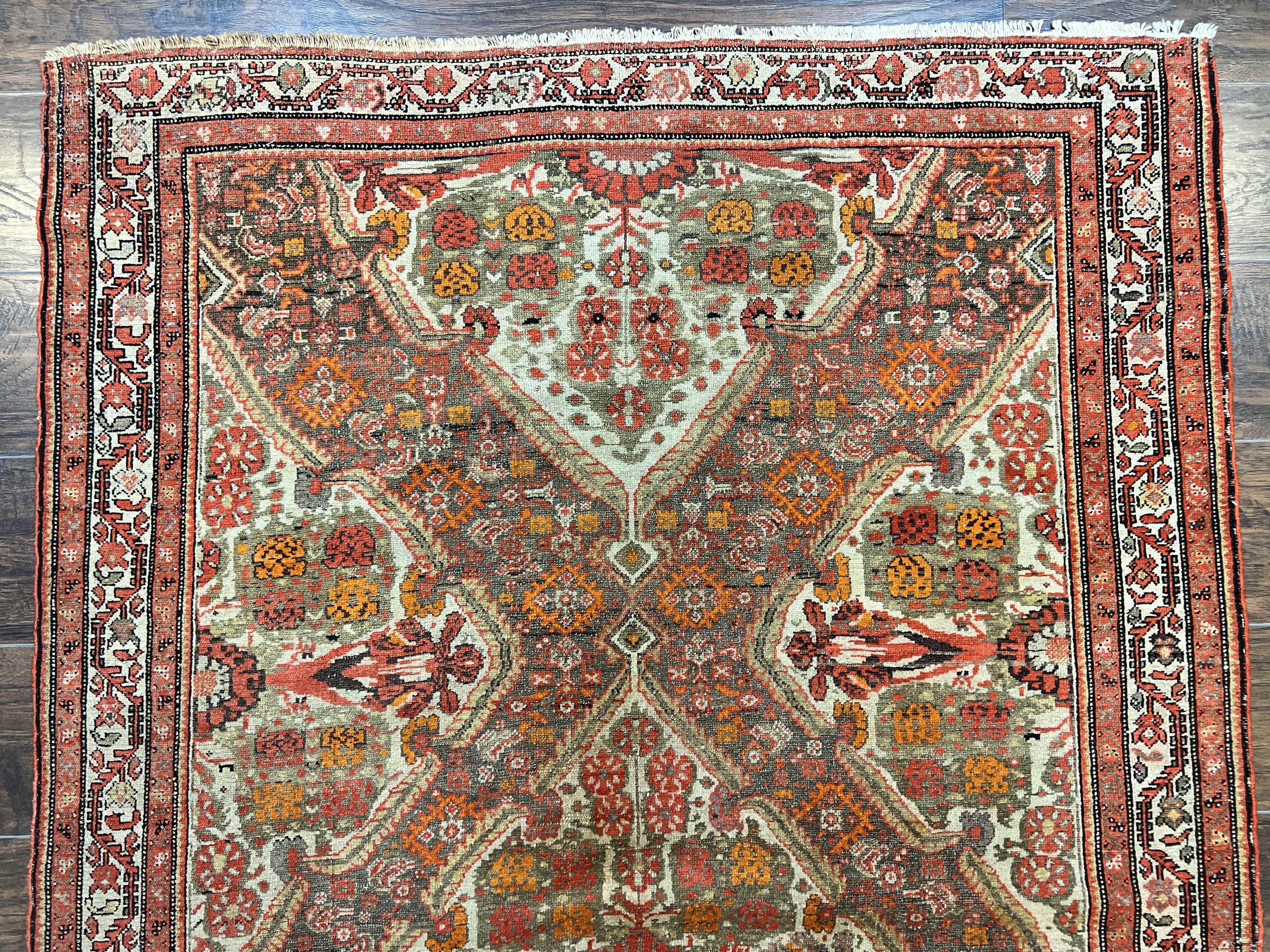 Wonderful Antique Persian Malayer Rug 4x6, Wool Hand Knotted Authentic Oriental Carpet, Very Fine - Image 3