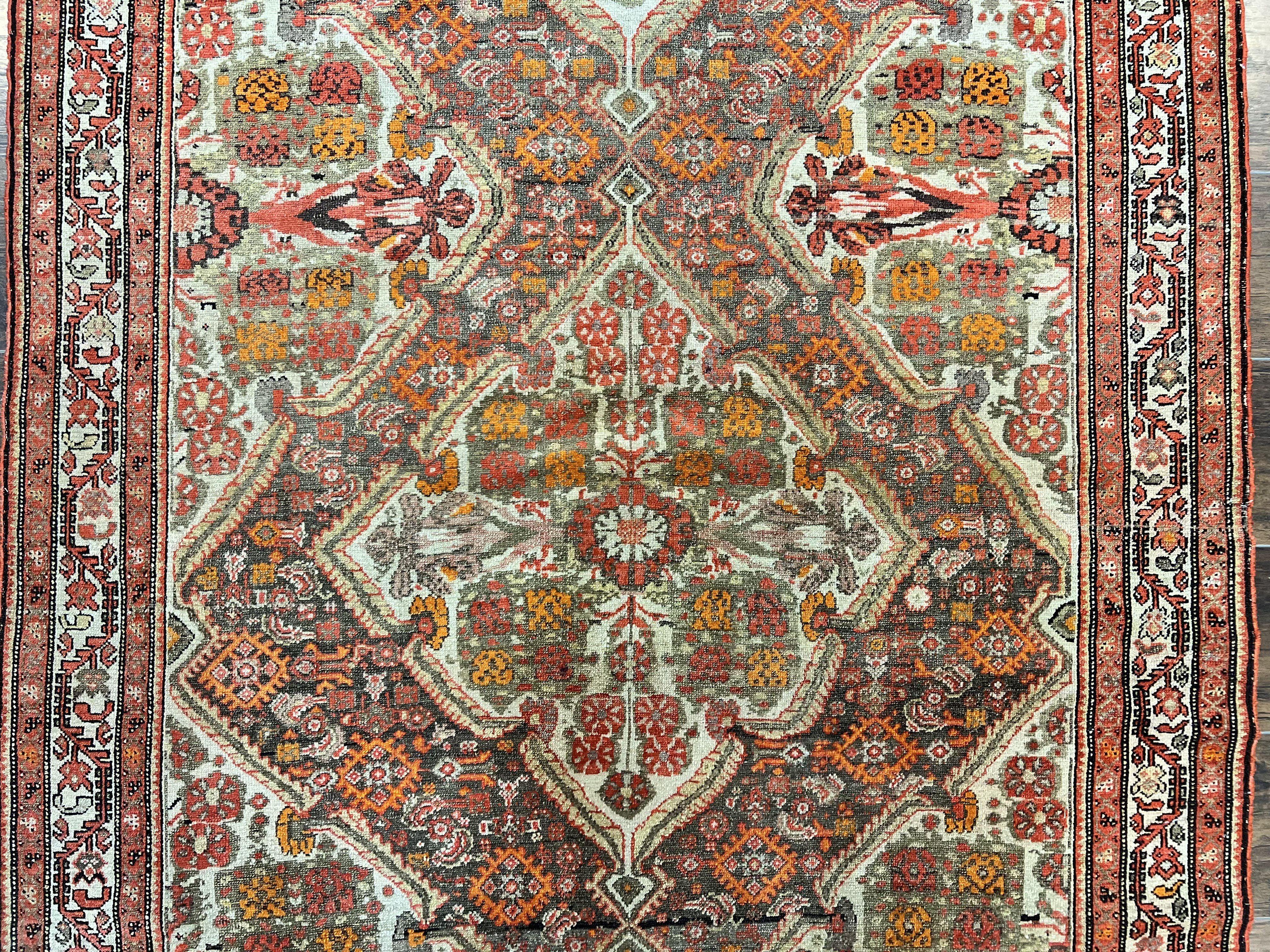 Wonderful Antique Persian Malayer Rug 4x6, Wool Hand Knotted Authentic Oriental Carpet, Very Fine - Image 4