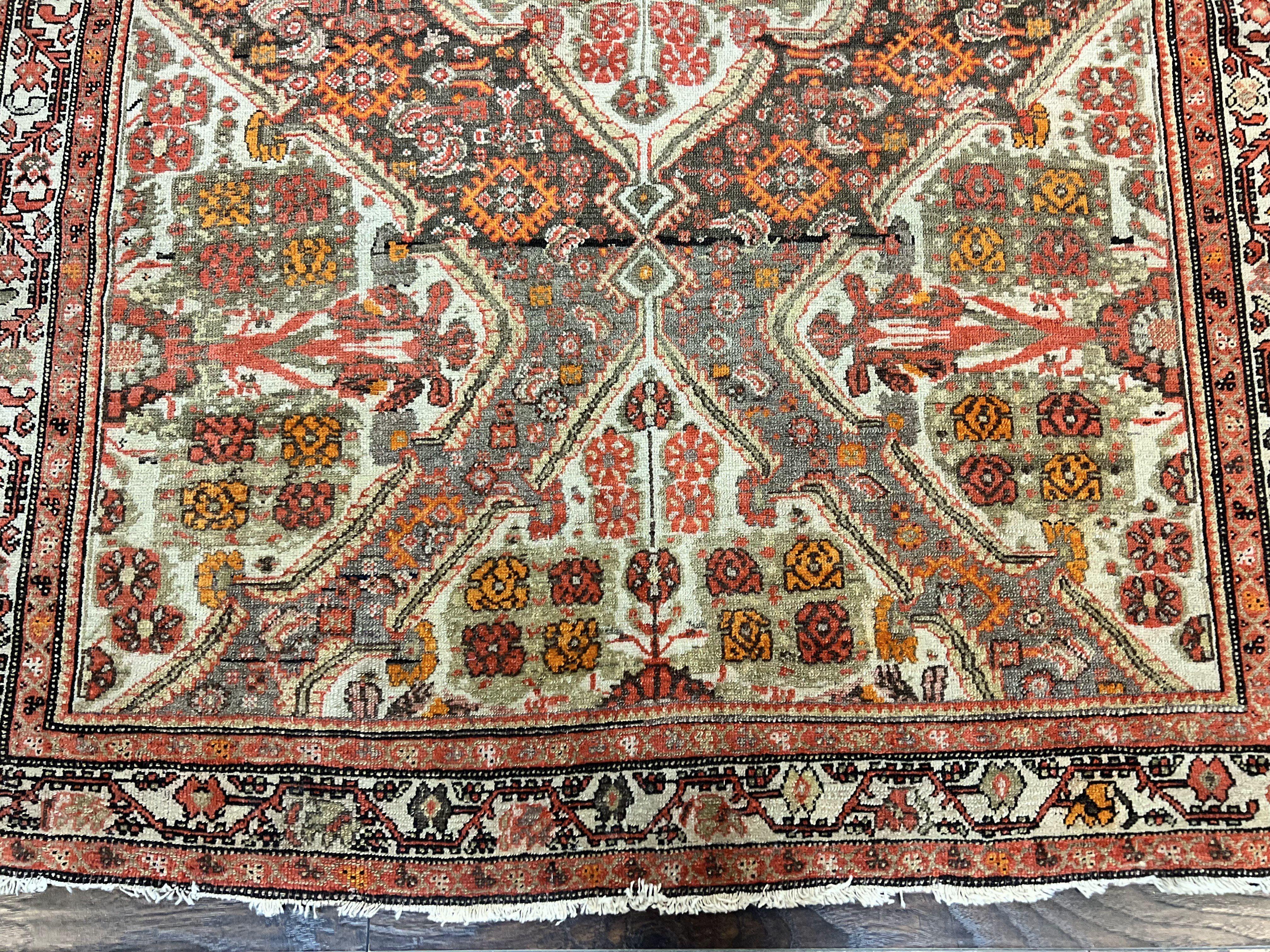 Wonderful Antique Persian Malayer Rug 4x6, Wool Hand Knotted Authentic Oriental Carpet, Very Fine - Image 5