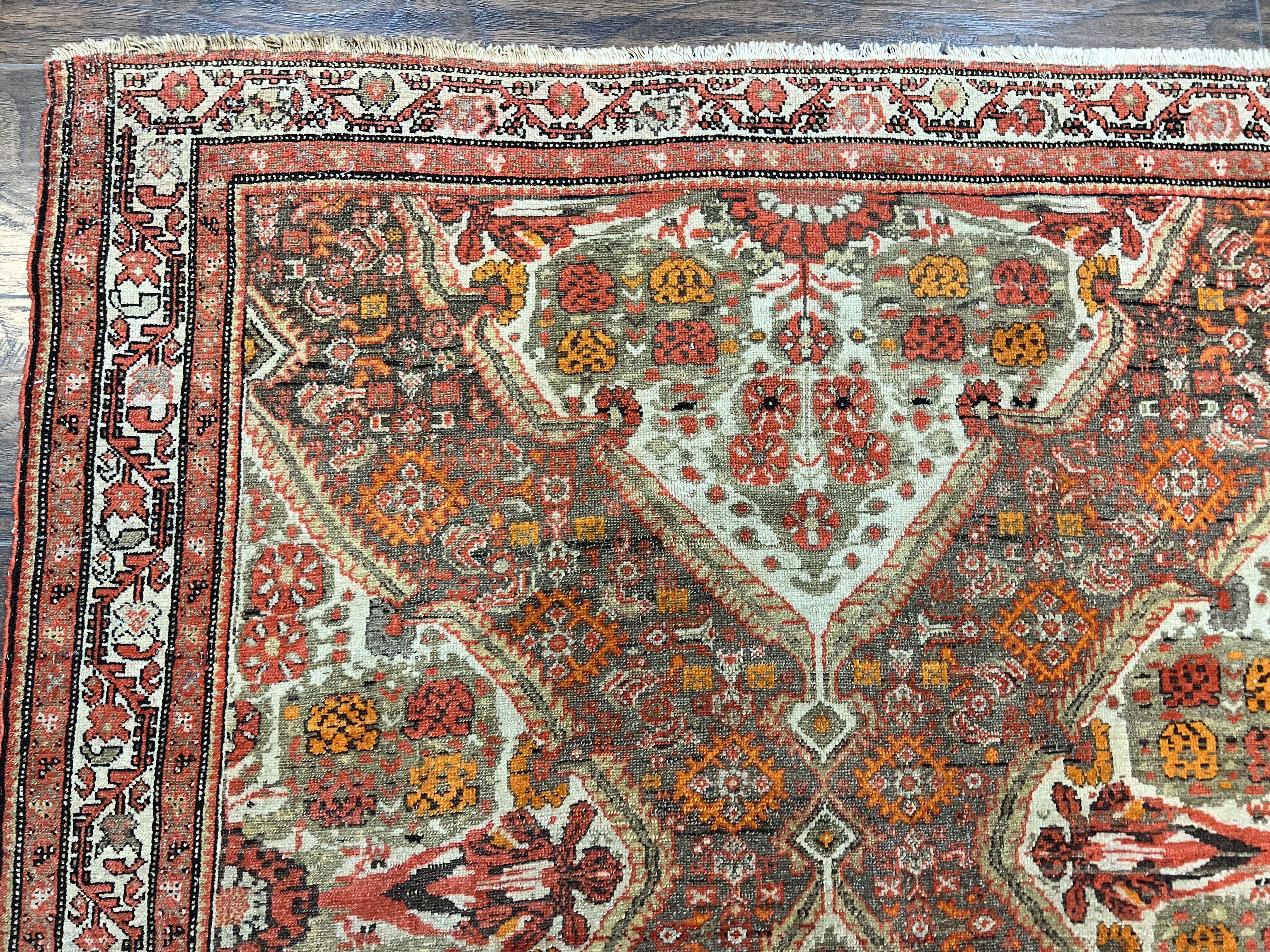 Wonderful Antique Persian Malayer Rug 4x6, Wool Hand Knotted Authentic Oriental Carpet, Very Fine - Image 6