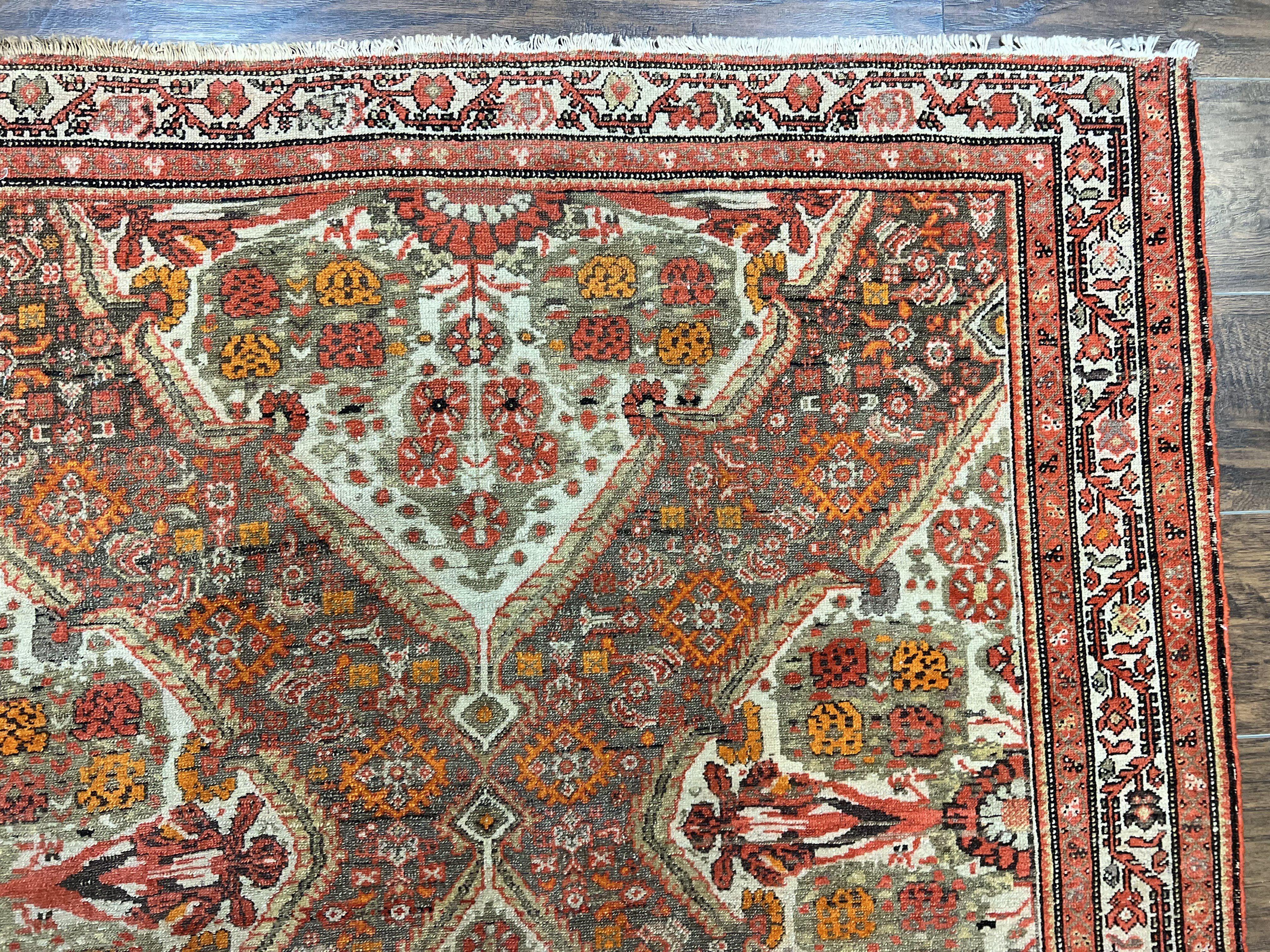 Wonderful Antique Persian Malayer Rug 4x6, Wool Hand Knotted Authentic Oriental Carpet, Very Fine - Image 7