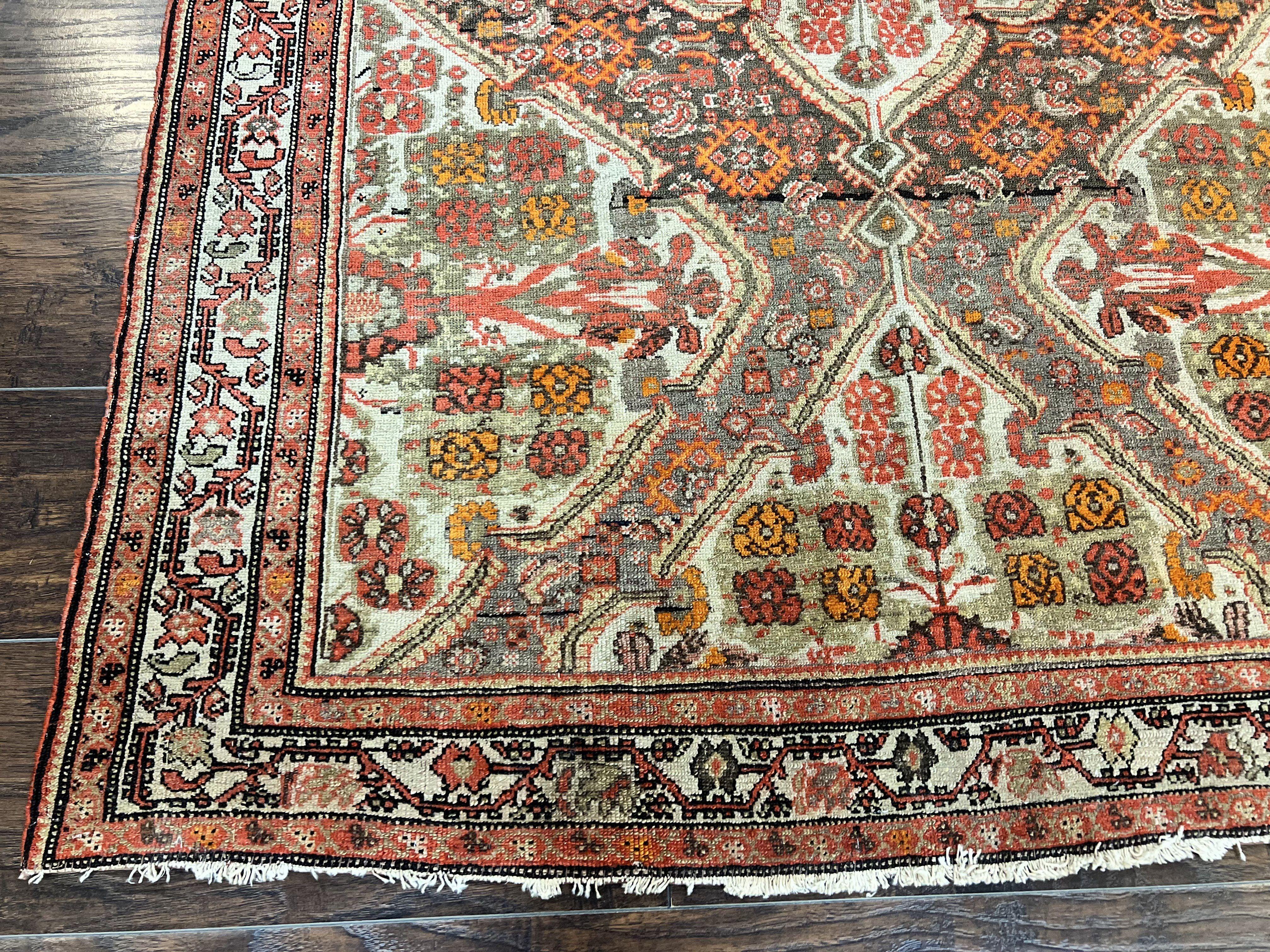 Wonderful Antique Persian Malayer Rug 4x6, Wool Hand Knotted Authentic Oriental Carpet, Very Fine - Image 8