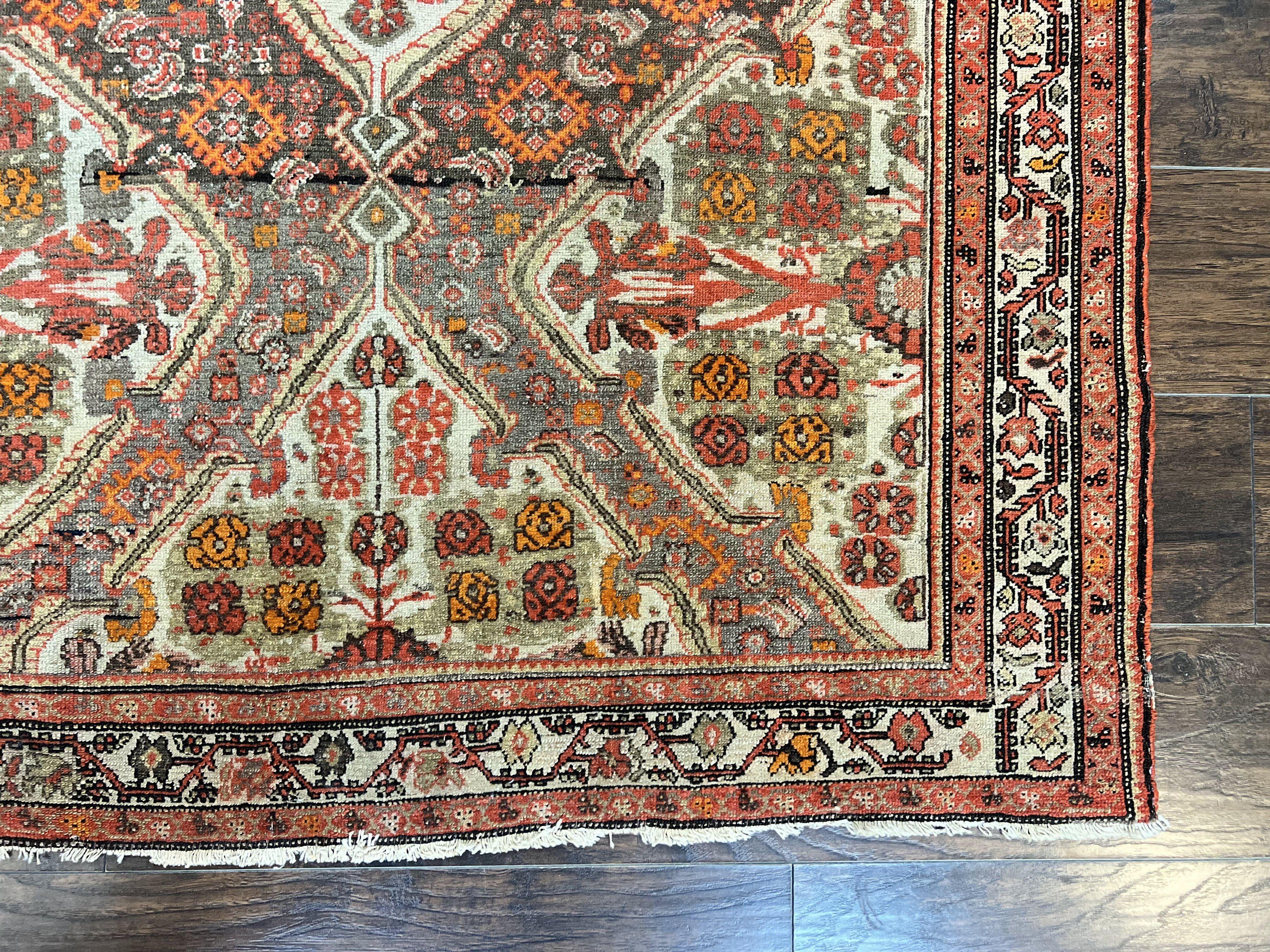Wonderful Antique Persian Malayer Rug 4x6, Wool Hand Knotted Authentic Oriental Carpet, Very Fine - Image 9