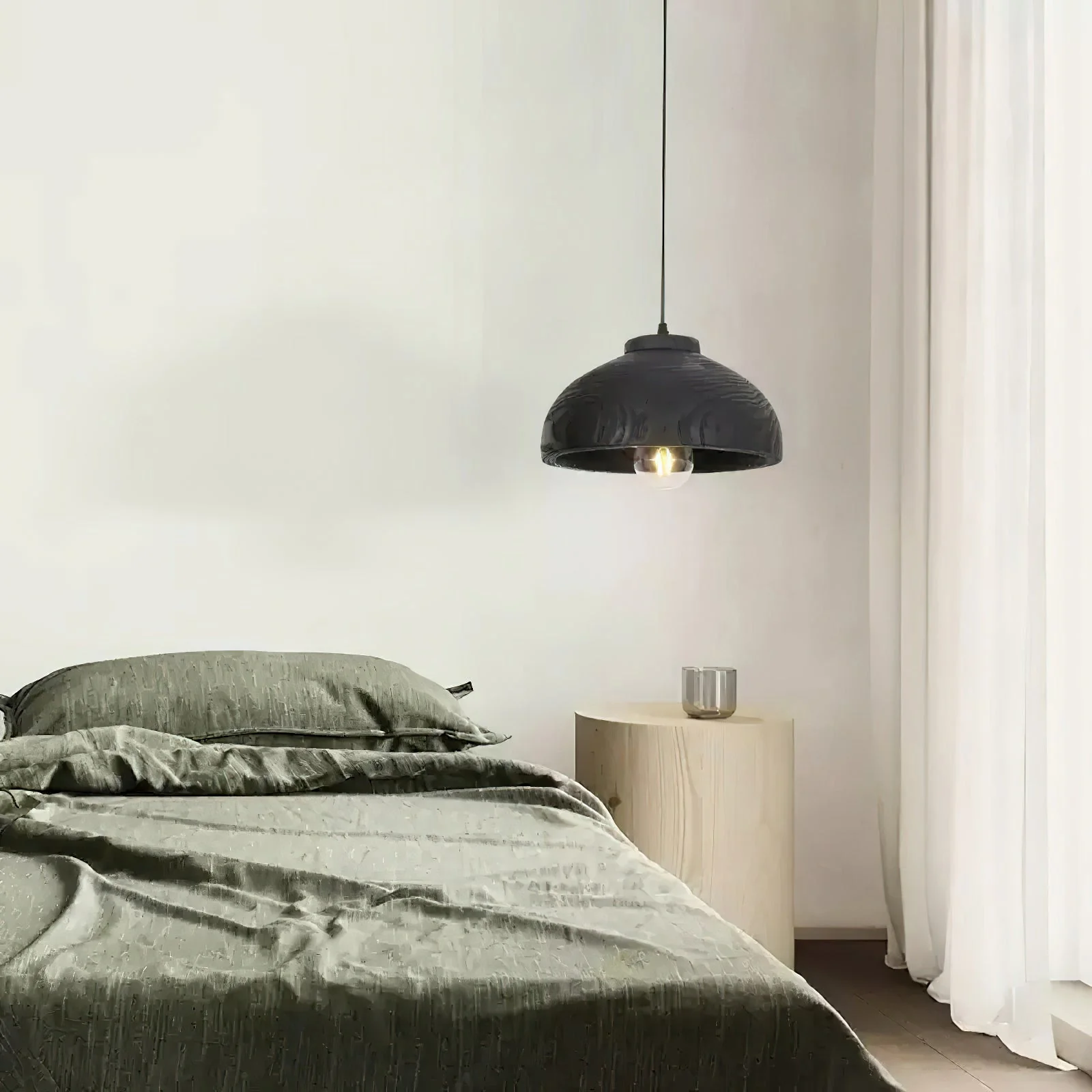 Wood Grain Resin Dome Pendant Light - Image 5