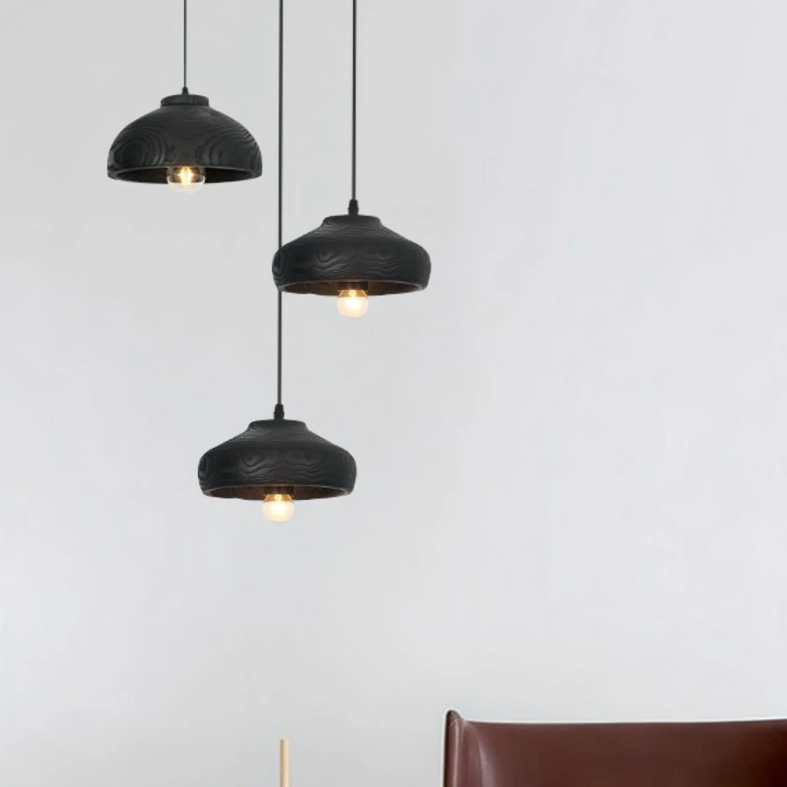 Wood Grain Resin Dome Pendant Light - Image 7