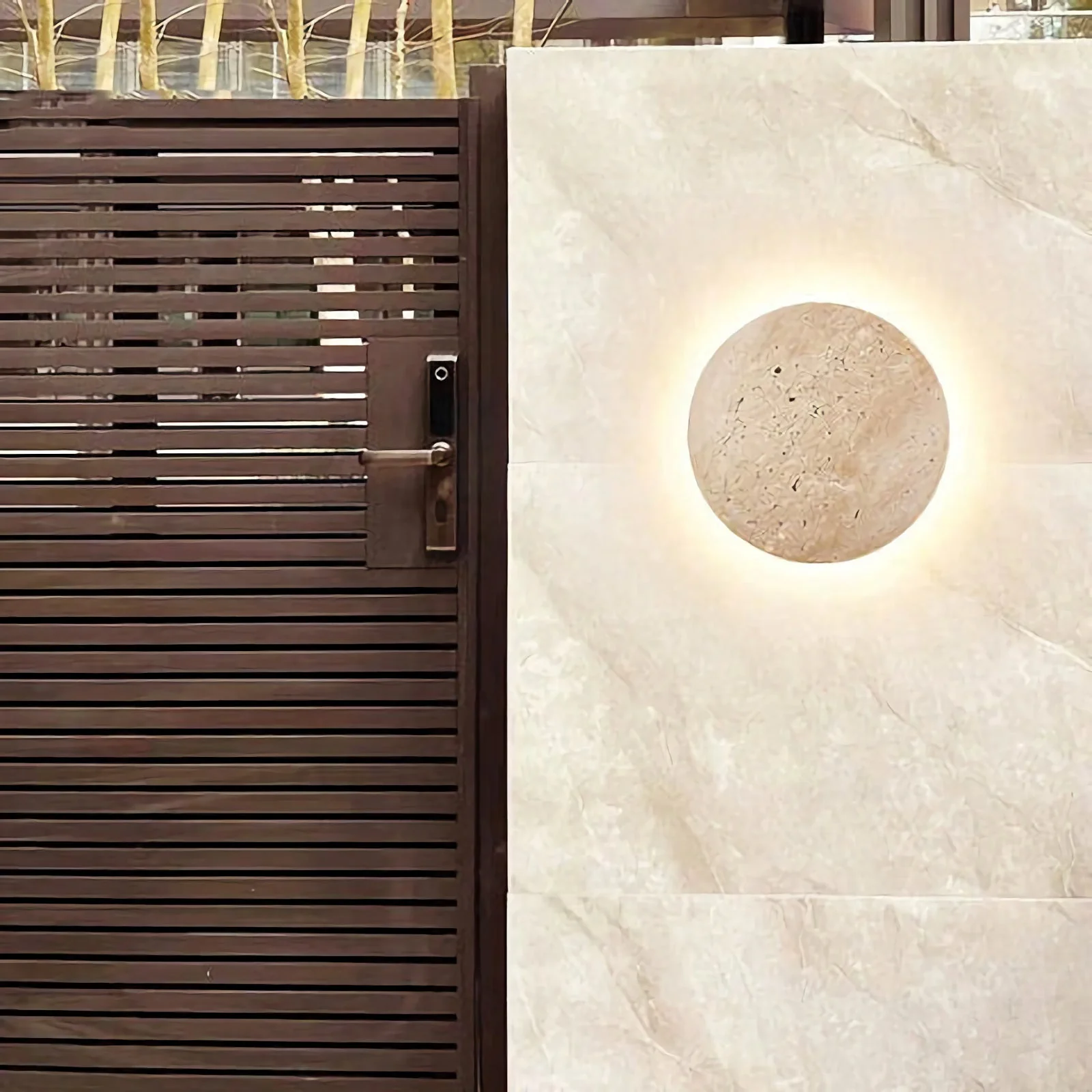 Yellow Travertine Round Wall Lamp - Image 11