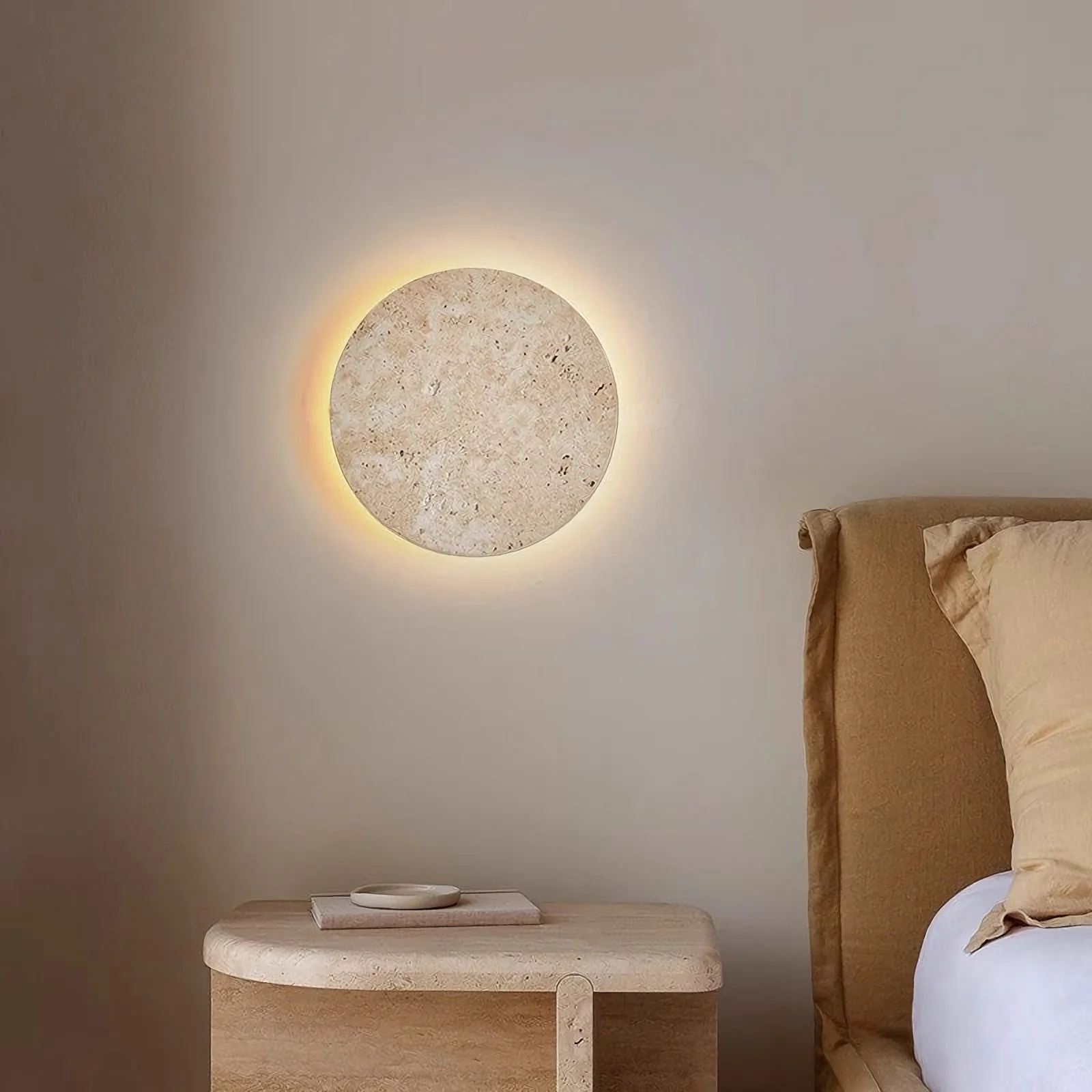 Yellow Travertine Round Wall Lamp - Image 4