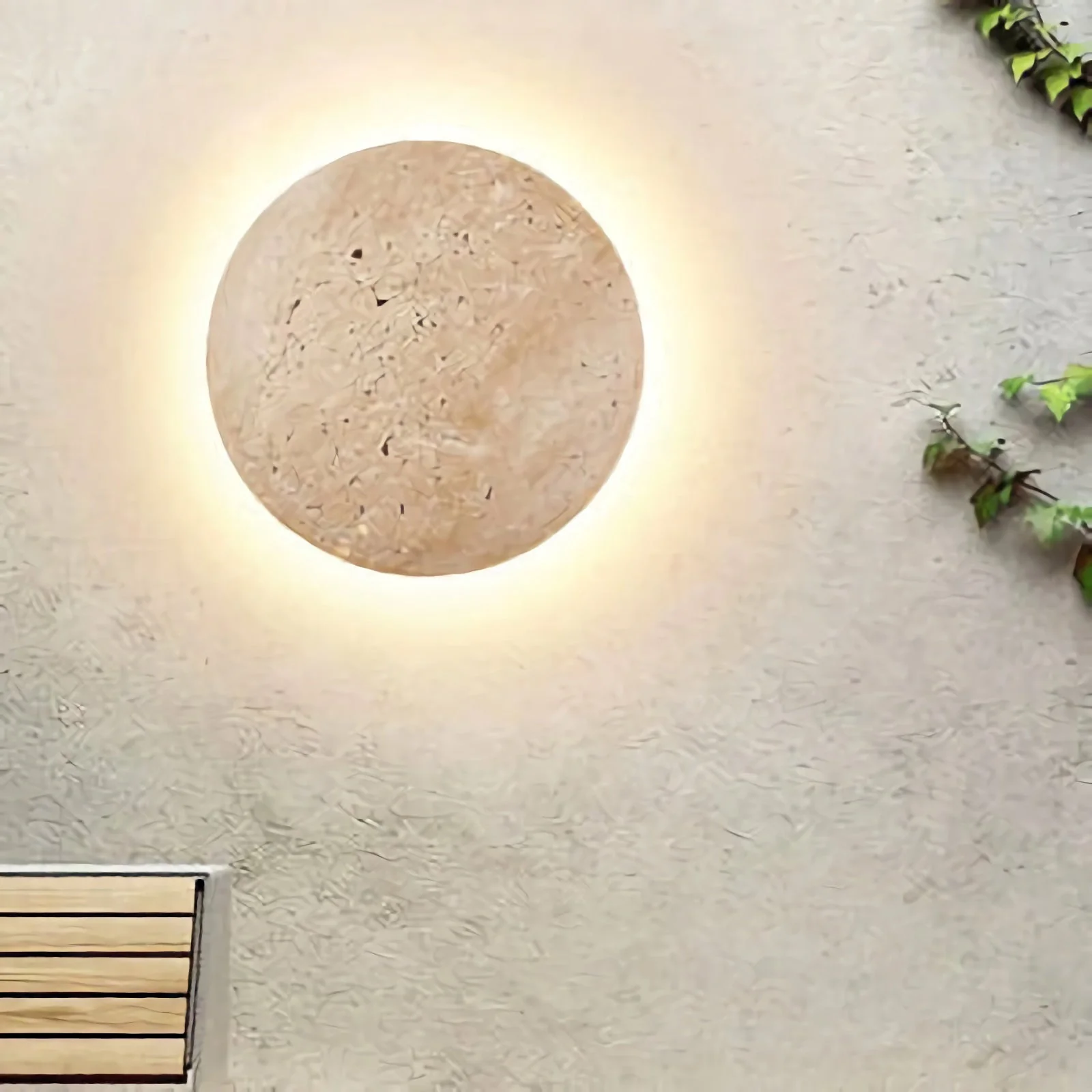 Yellow Travertine Round Wall Lamp - Image 8